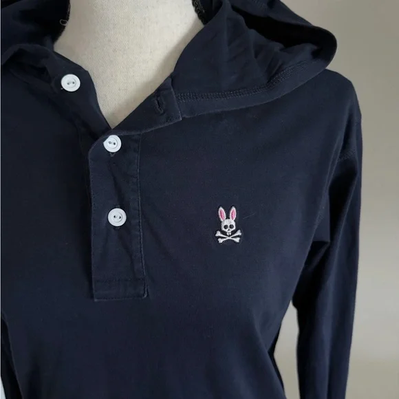 Psycho Bunny Dark Blue Hooded Shirt - Picture 4 of 8